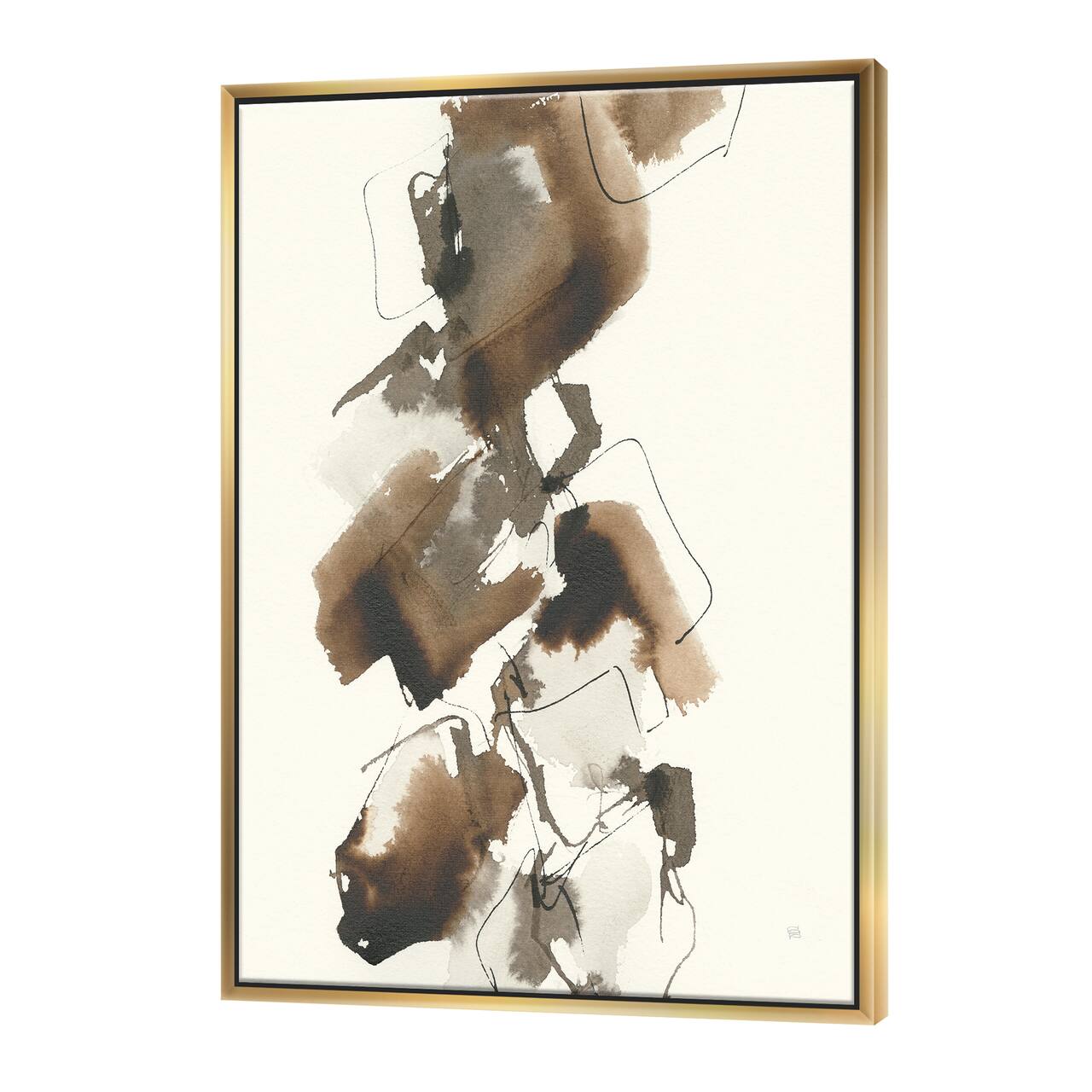 Designart - Gold Glam Squares I - Modern & Contemporary Canvas in Gold Frame